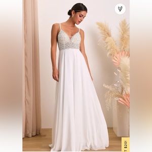 Lulus True Love White Beaded Rhinestone Dress NWT